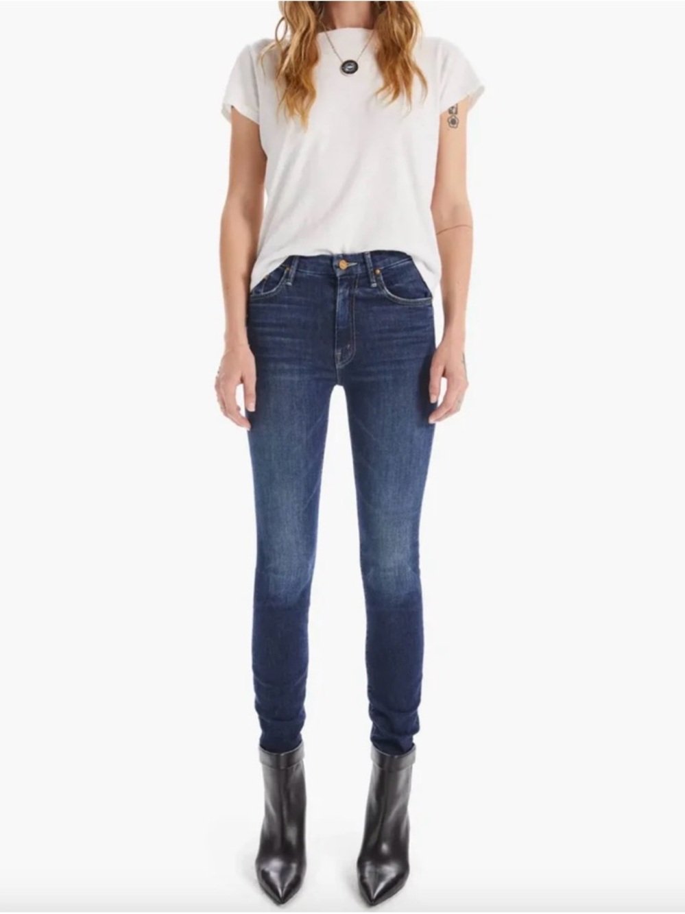 MOTHER Looker High Rise Skinny Jeans Teaming Up Wash 26